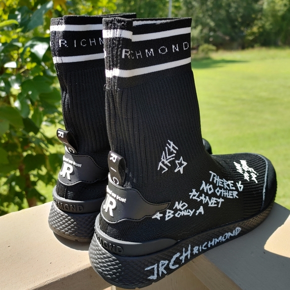 JOHN RICHMOND WOMENS SOCK FIT HI TOP SNEAKER IN BLACK, 36 - Picture 7 of 16